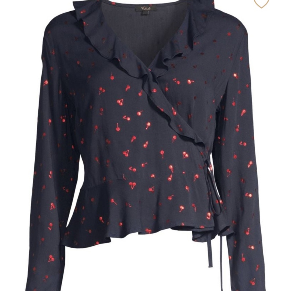 Rails Top Simone Wrap Front Metallic Cherry Tie